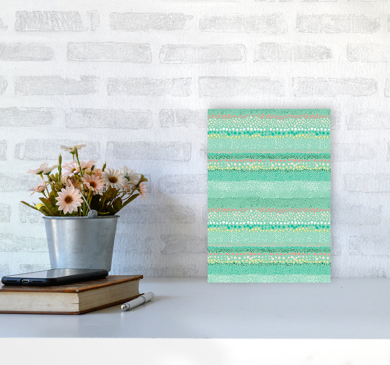 Little Textured Minimal Dots Green Abstract Art Print by Ninola Design A4 Black Frame