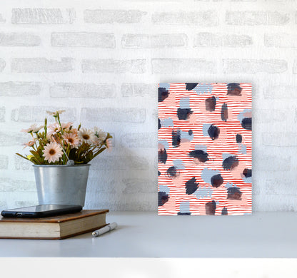 Watercolor Stains Stripes Red Abstract Art Print by Ninola Design A4 Black Frame