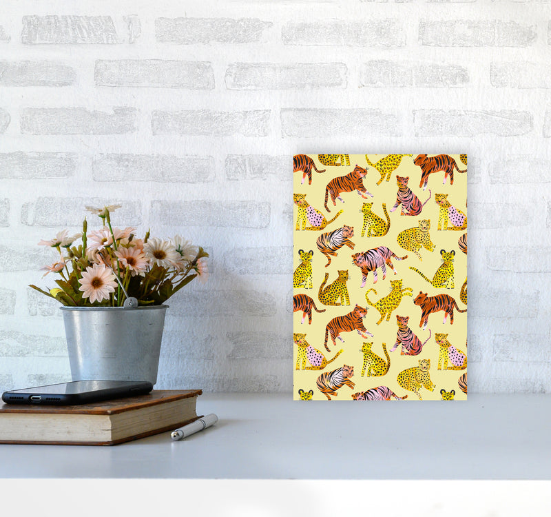 Tigers and Leopards Savannah Abstract Art Print by Ninola Design A4 Black Frame