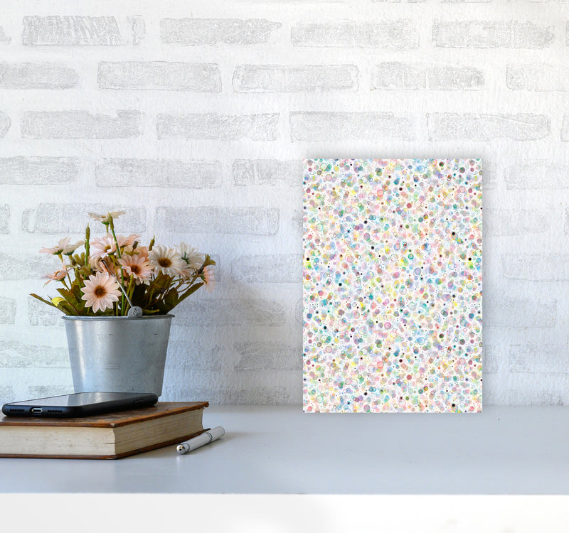 Cosmic Bubbles Multicolored Abstract Art Print by Ninola Design A4 Black Frame