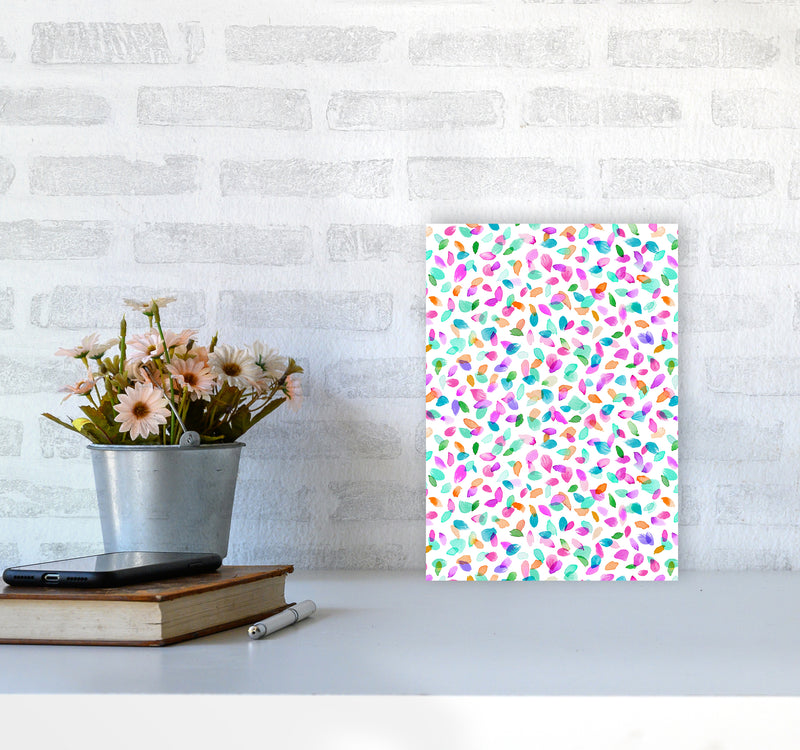 Minimal Flower Petals Pink Abstract Art Print by Ninola Design A4 Black Frame