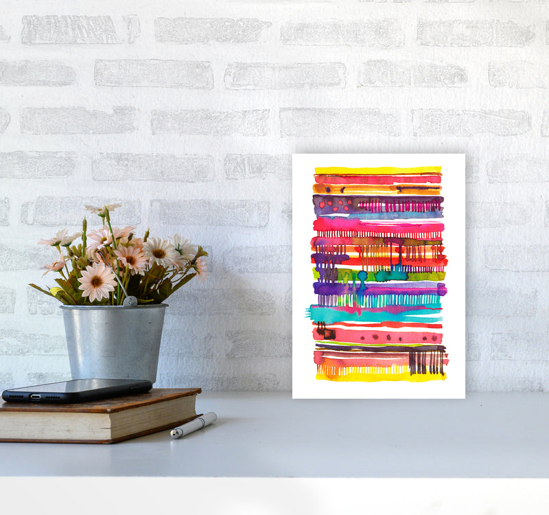 Irregular Watercolor Lines Abstract Art Print by Ninola Design A4 Black Frame