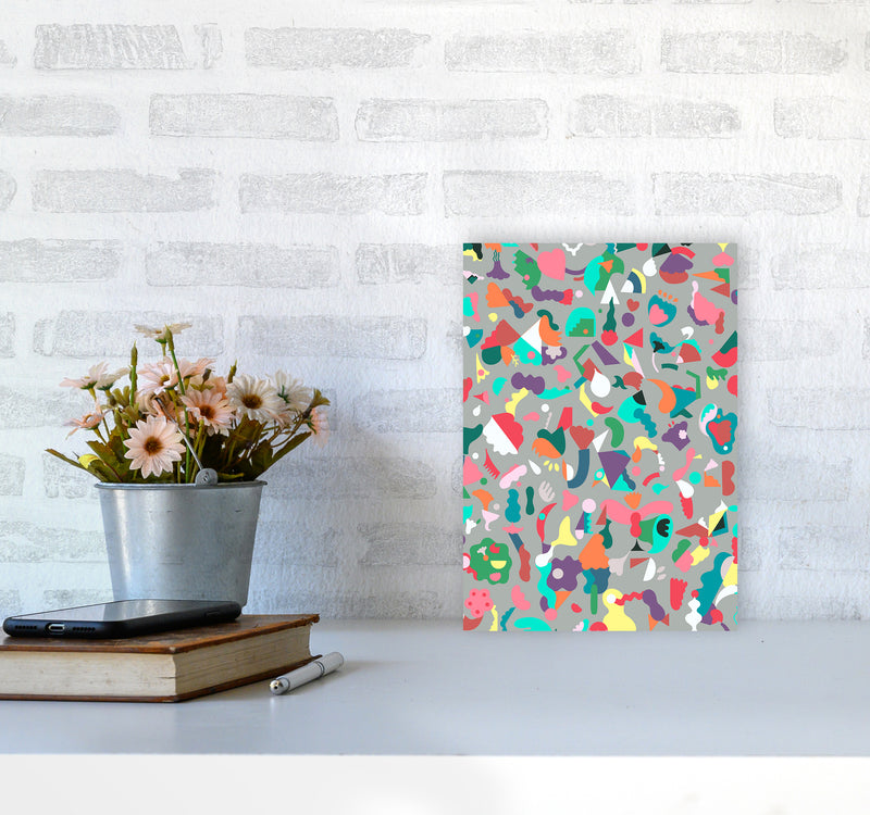 Dreamy Animal Shapes Gray Abstract Art Print by Ninola Design A4 Black Frame