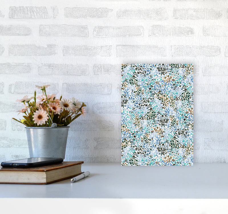 Speckled Watercolor Blue Abstract Art Print by Ninola Design A4 Black Frame