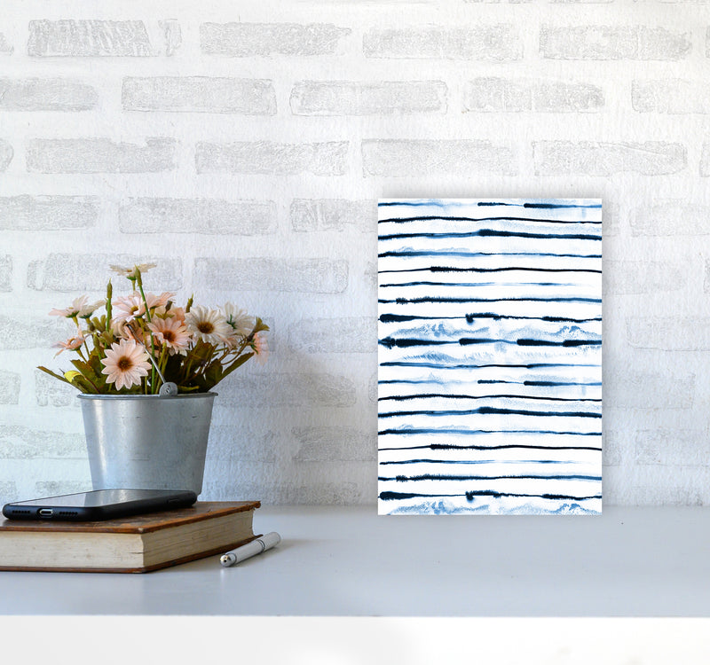 Electric Ink Lines White Abstract Art Print by Ninola Design A4 Black Frame