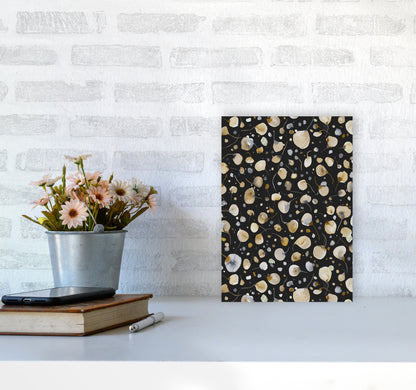 Flying Seeds Gold Silver Abstract Art Print by Ninola Design A4 Black Frame