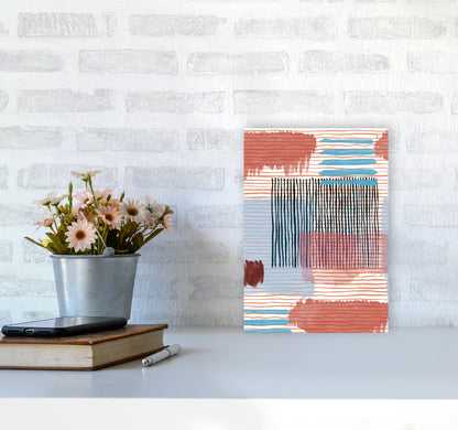 Abstract Striped Geo Red Abstract Art Print by Ninola Design A4 Black Frame