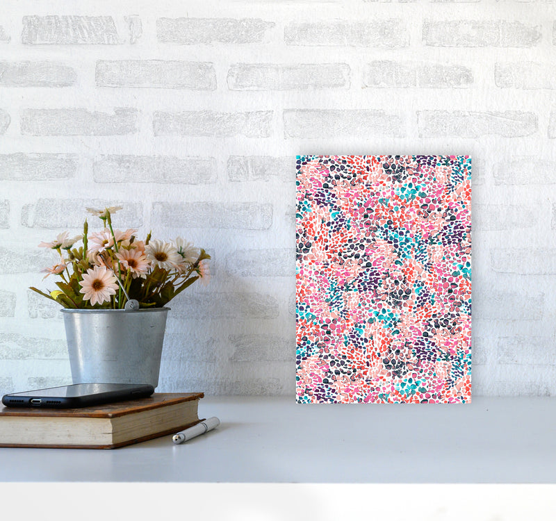 Speckled Watercolor Pink Abstract Art Print by Ninola Design A4 Black Frame