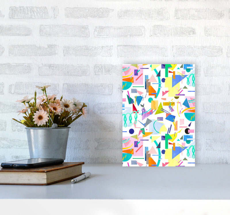 Geometric Collage Pop Abstract Art Print by Ninola Design A4 Black Frame