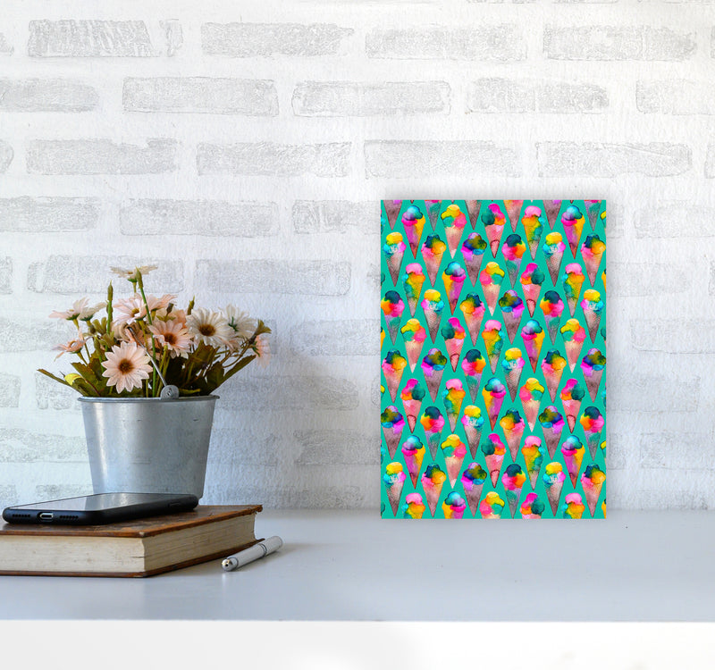 Cute Ice Creams Kids Abstract Art Print by Ninola Design A4 Black Frame
