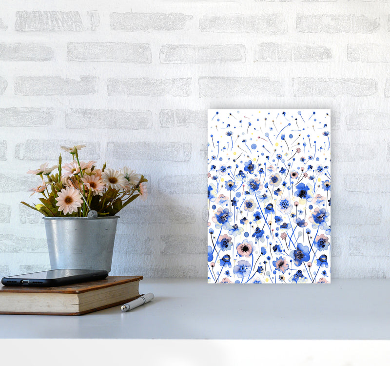 Ink Flowers Degraded Abstract Art Print by Ninola Design A4 Black Frame