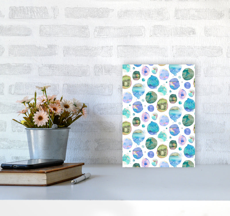 Big Watery Dots Blue Abstract Art Print by Ninola Design A4 Black Frame
