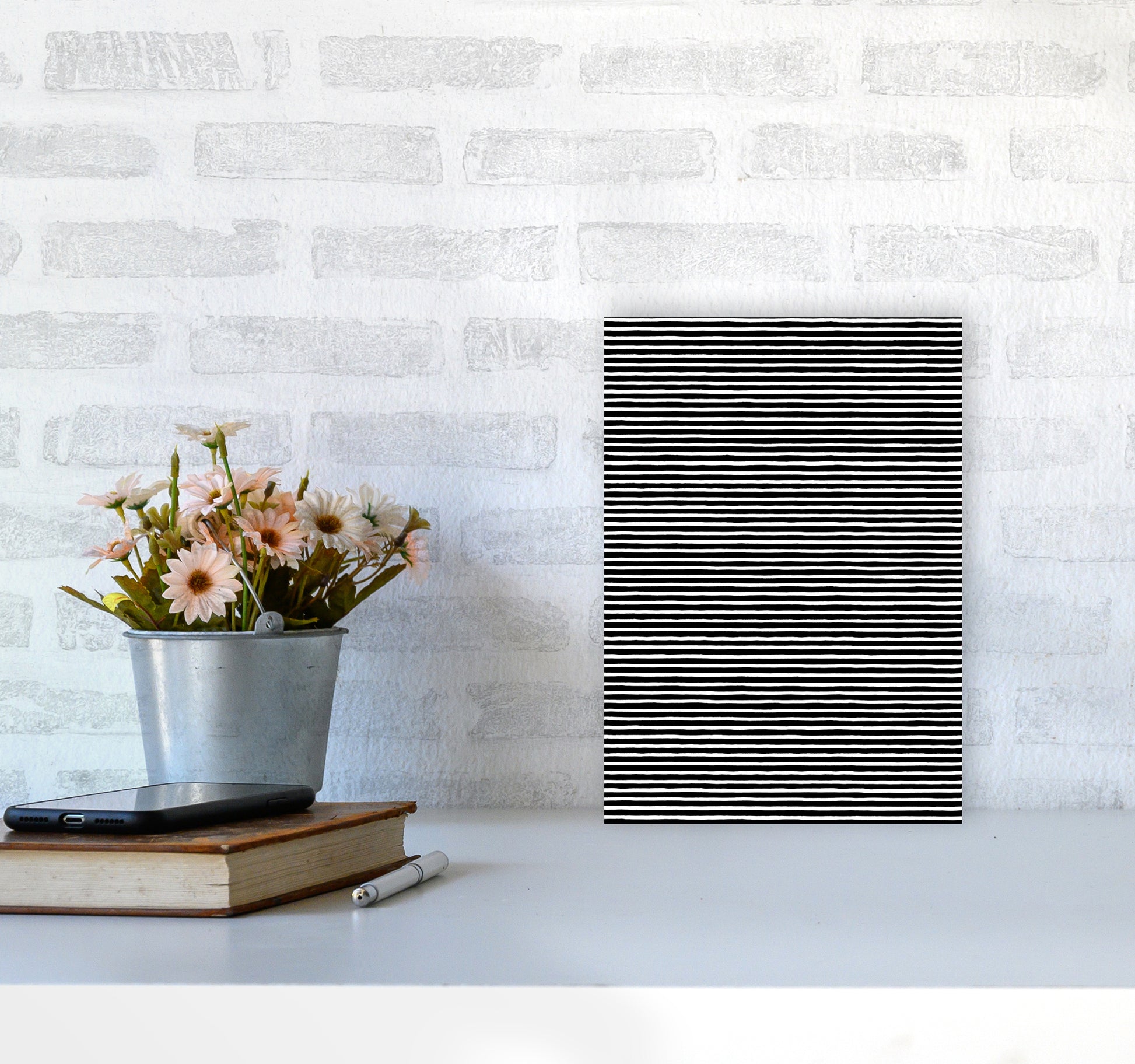 Marker Black Stripes Abstract Art Print by Ninola Design A4 Black Frame