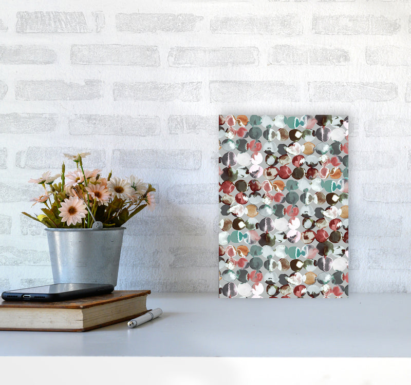 Ink Dots Gray Green Abstract Art Print by Ninola Design A4 Black Frame