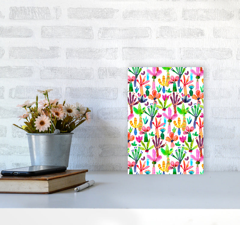 Palms Kids Garden Abstract Art Print by Ninola Design A4 Black Frame