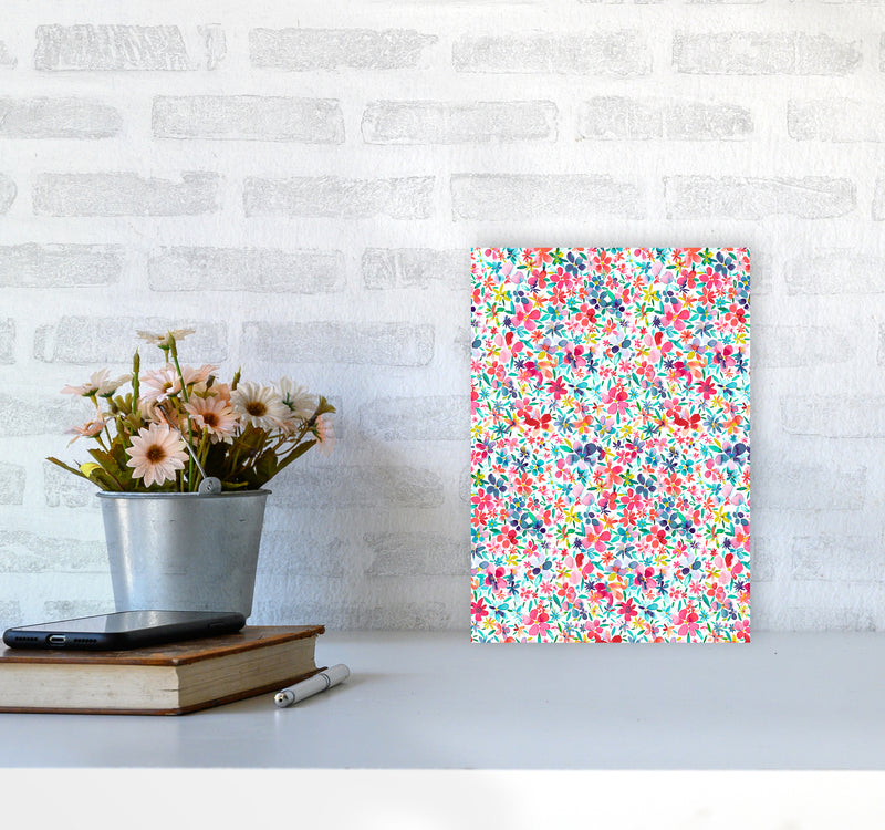 Colorful Petals Abstract Art Print by Ninola Design A4 Black Frame