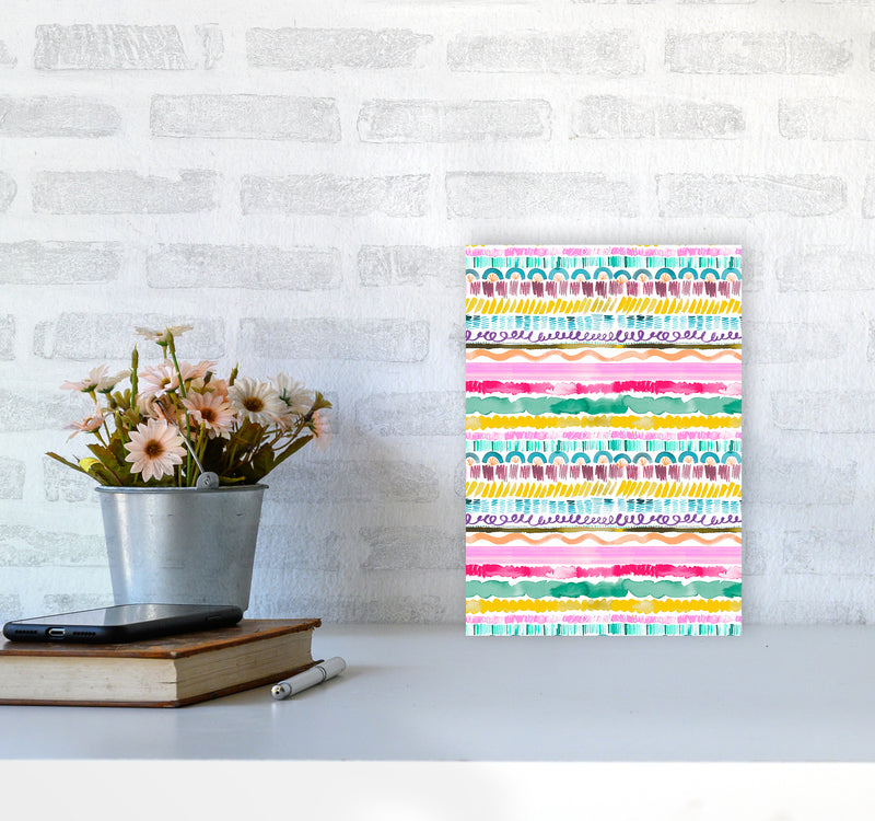 Garlands Tribal Abstract Art Print by Ninola Design A4 Black Frame
