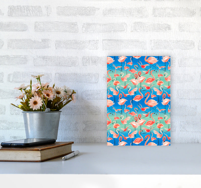 Flamingo Pink Abstract Art Print by Ninola Design A4 Black Frame