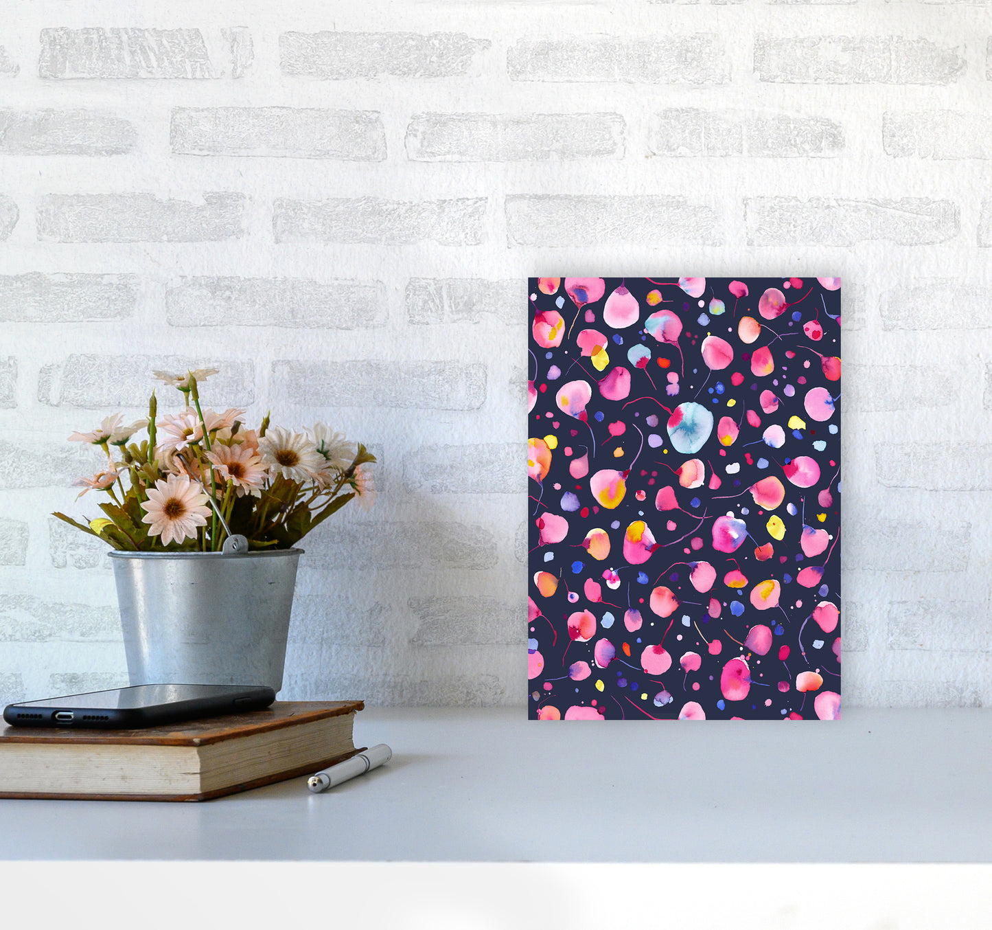Flying Seeds Abstract Art Print by Ninola Design A4 Black Frame