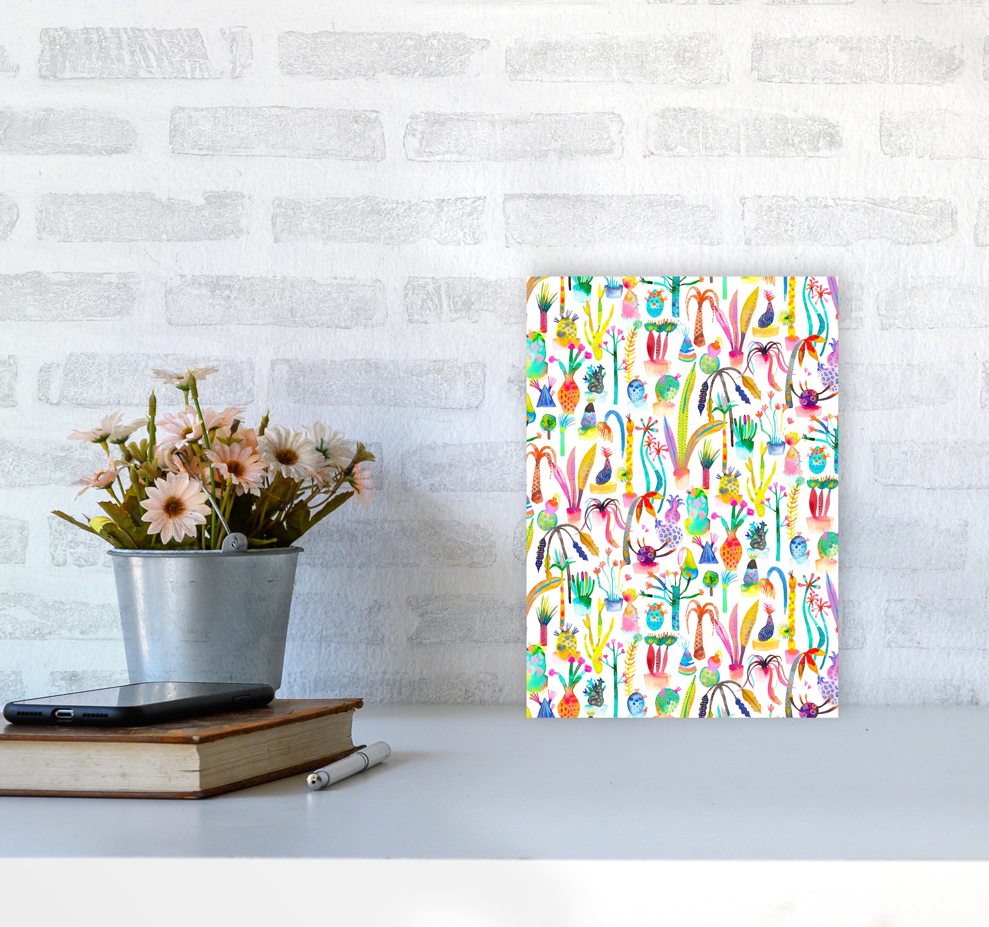 Lush Garden Abstract Art Print by Ninola Design A4 Black Frame