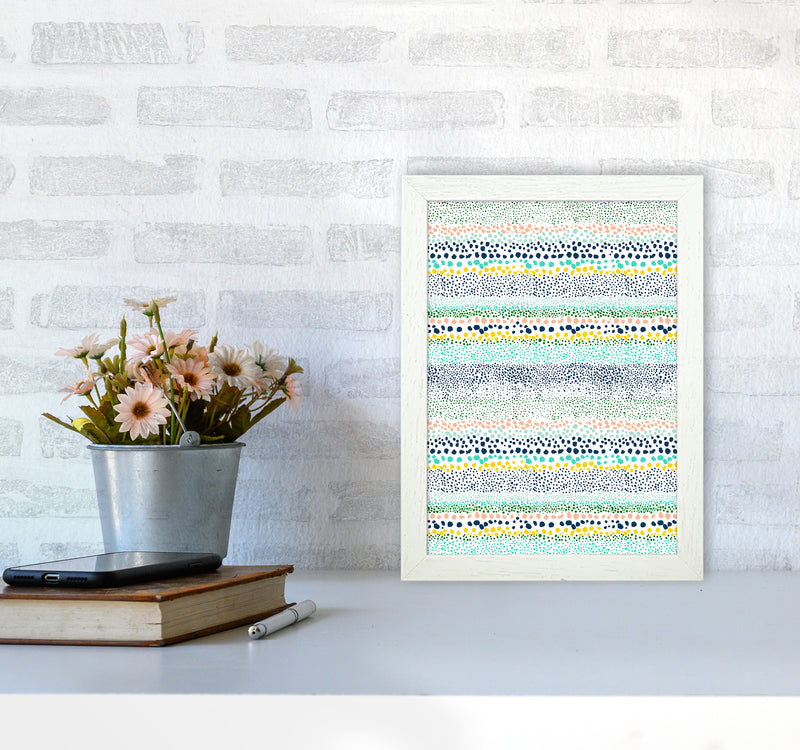 Little Textured Minimal Dots White Abstract Art Print by Ninola Design A4 Oak Frame