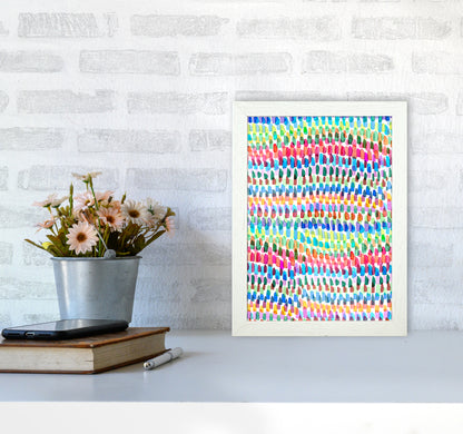 Artsy Strokes Stripes Colorful Abstract Art Print by Ninola Design A4 Oak Frame