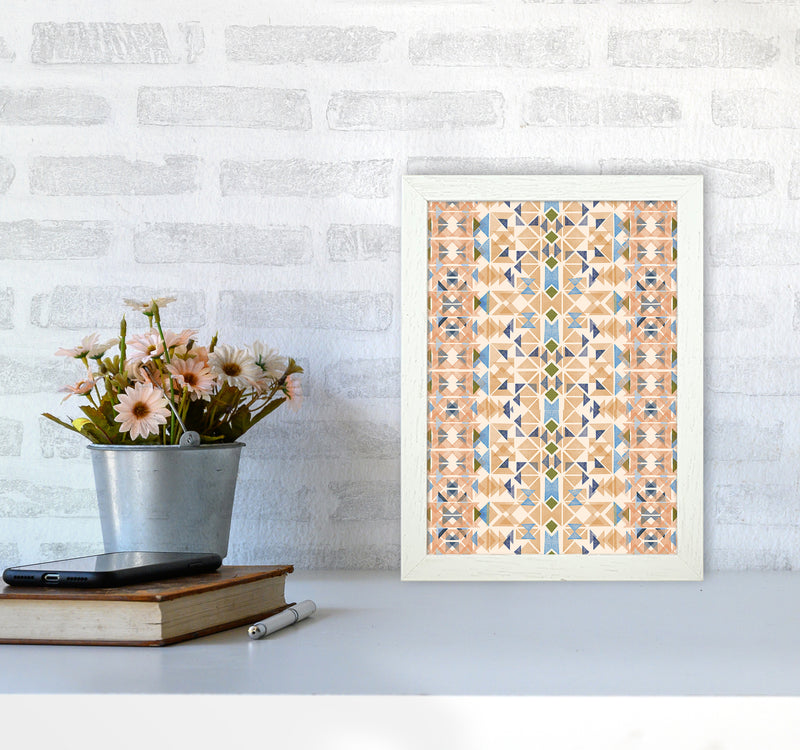 Boho Nomadic Tribal Orange Abstract Art Print by Ninola Design A4 Oak Frame