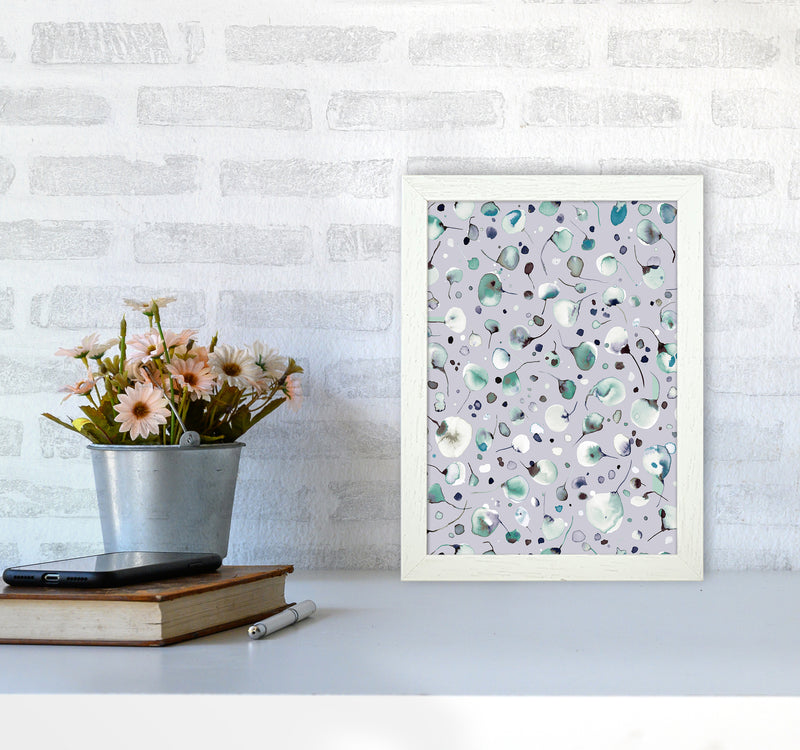 Flying Seeds Ice Winter Abstract Art Print by Ninola Design A4 Oak Frame