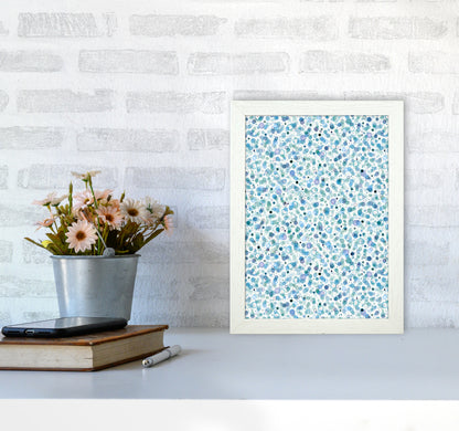 Cosmic Bubbles Blue Abstract Art Print by Ninola Design A4 Oak Frame