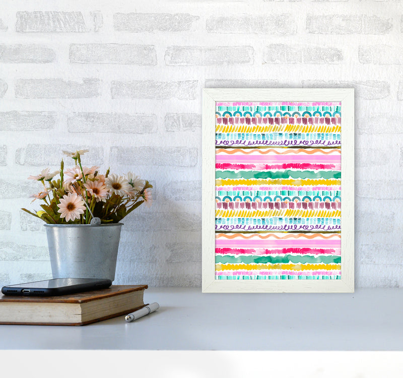 Garlands Tribal Abstract Art Print by Ninola Design A4 Oak Frame