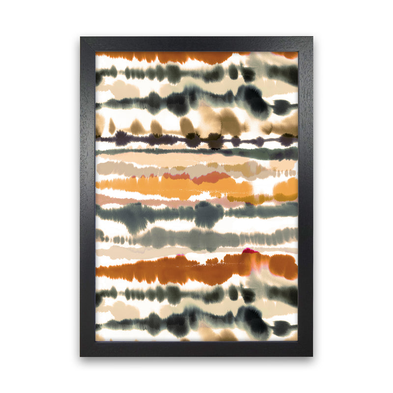 Soft Nautical Watercolor Lines Brown Abstract Art Print by Ninola Design Black Grain