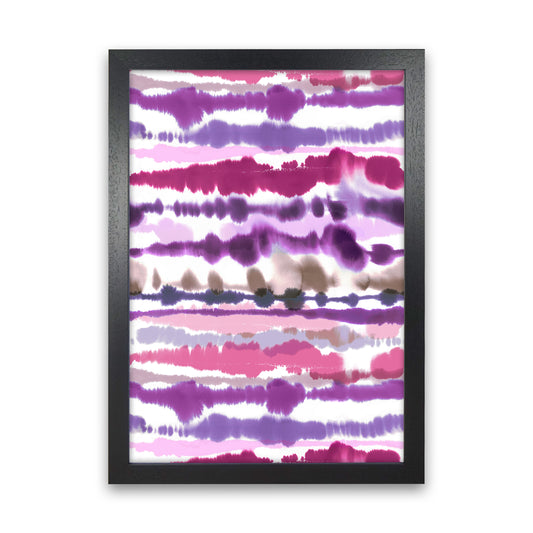 Soft Nautical Watercolor Lines Pink Abstract Art Print by Ninola Design Black Grain