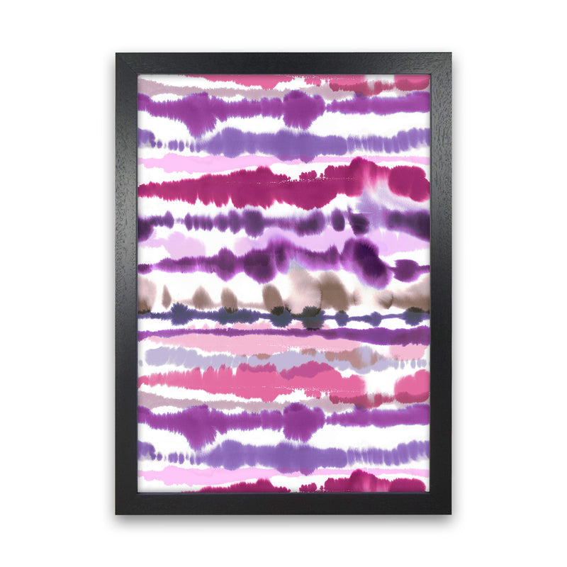 Soft Nautical Watercolor Lines Pink Abstract Art Print by Ninola Design Black Grain