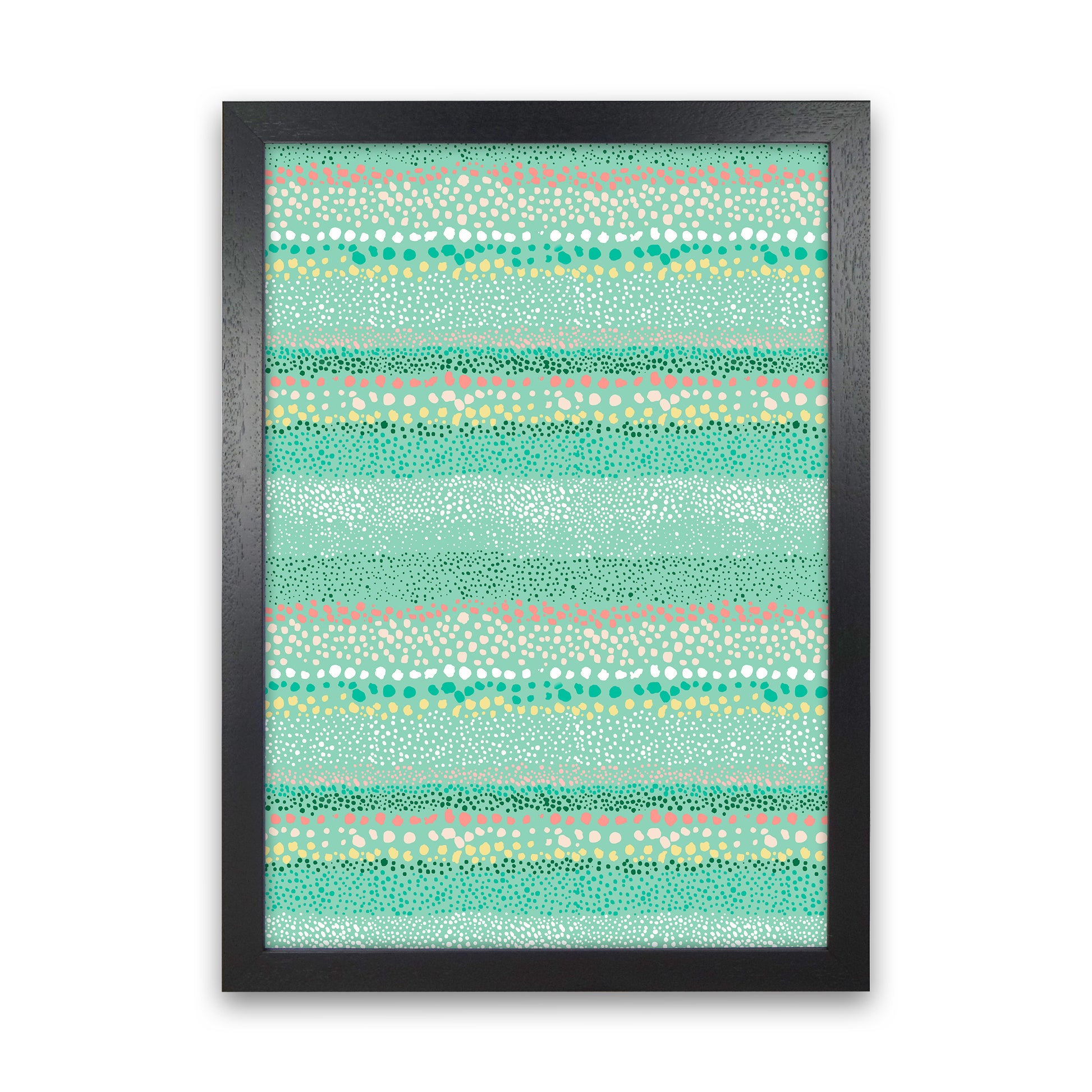 Little Textured Minimal Dots Green Abstract Art Print by Ninola Design Black Grain
