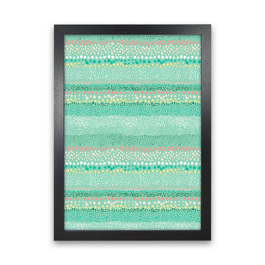 Little Textured Minimal Dots Green Abstract Art Print by Ninola Design Black Grain