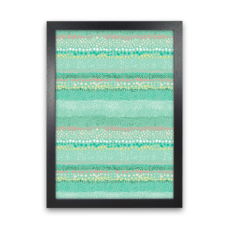 Little Textured Minimal Dots Green Abstract Art Print by Ninola Design Black Grain