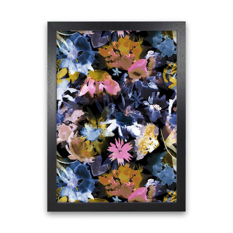 Watercolor Sring Memories Black Abstract Art Print by Ninola Design Black Grain