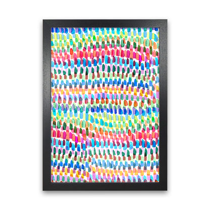 Artsy Strokes Stripes Colorful Abstract Art Print by Ninola Design Black Grain