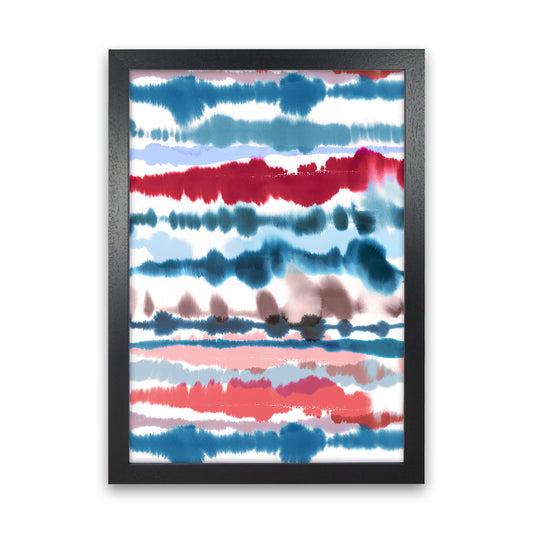 Soft Nautical Watercolor Lines Abstract Art Print by Ninola Design Black Grain
