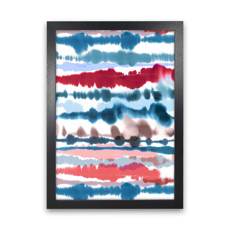Soft Nautical Watercolor Lines Abstract Art Print by Ninola Design Black Grain