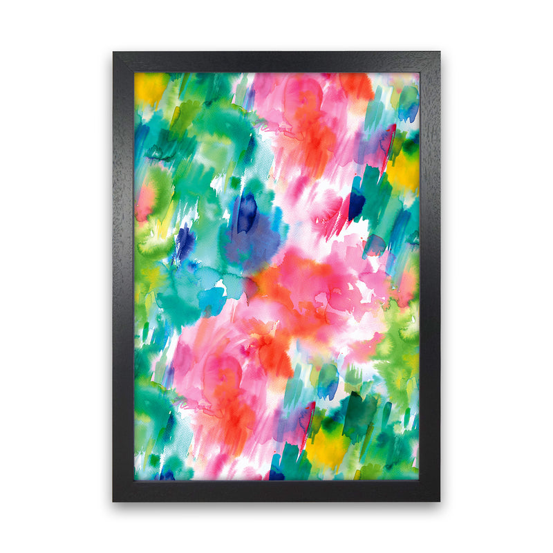 Painterly Waterolor Texture Abstract Art Print by Ninola Design Black Grain
