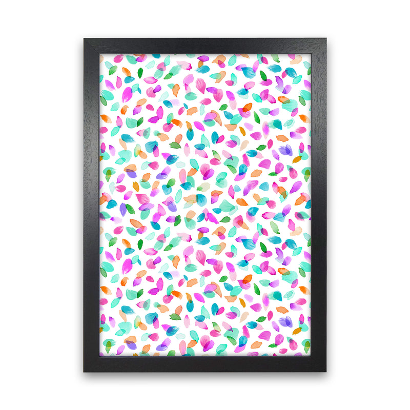 Minimal Flower Petals Pink Abstract Art Print by Ninola Design Black Grain