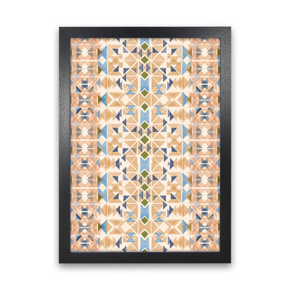 Boho Nomadic Tribal Orange Abstract Art Print by Ninola Design Black Grain