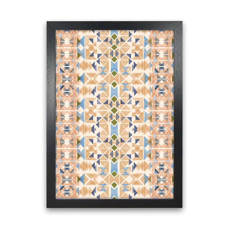 Boho Nomadic Tribal Orange Abstract Art Print by Ninola Design Black Grain