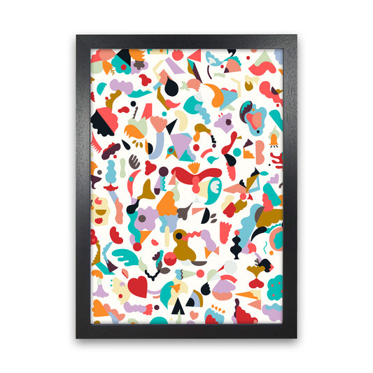 Dreamy Animal Shapes White Abstract Art Print by Ninola Design Black Grain