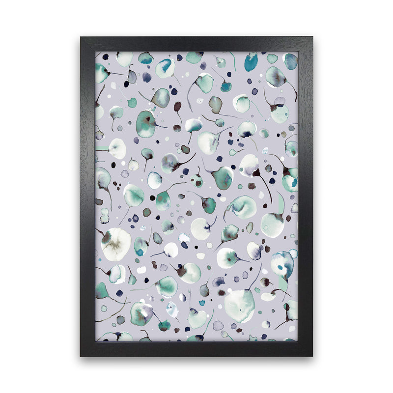 Flying Seeds Ice Winter Abstract Art Print by Ninola Design Black Grain