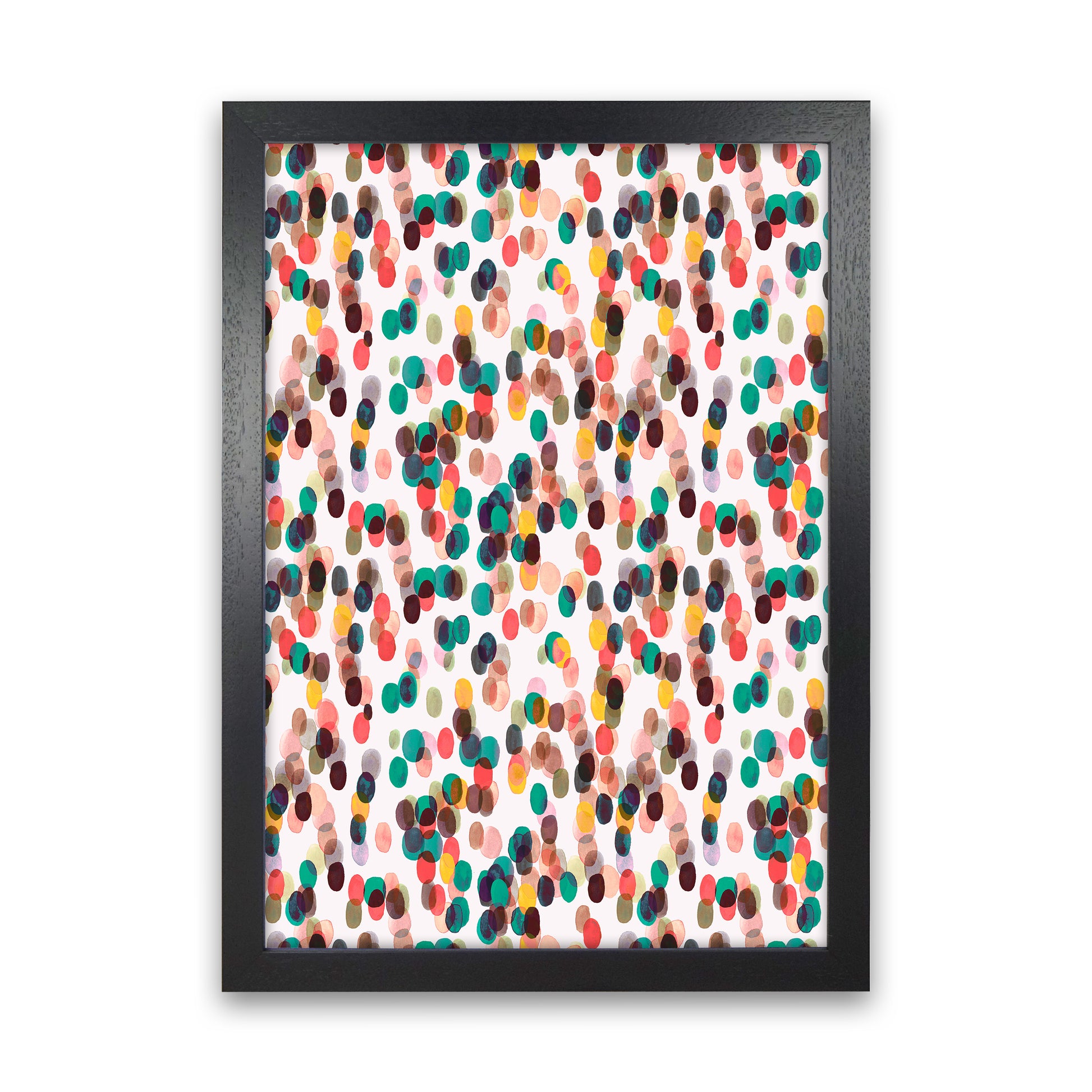 Relaxing Tropical Dots Abstract Art Print by Ninola Design Black Grain