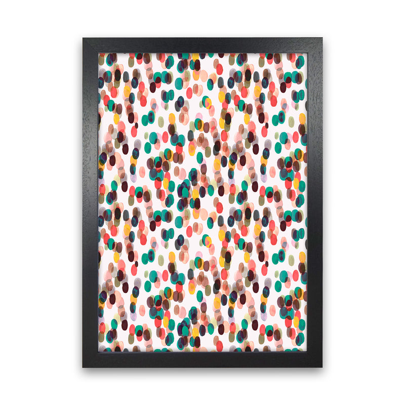 Relaxing Tropical Dots Abstract Art Print by Ninola Design Black Grain