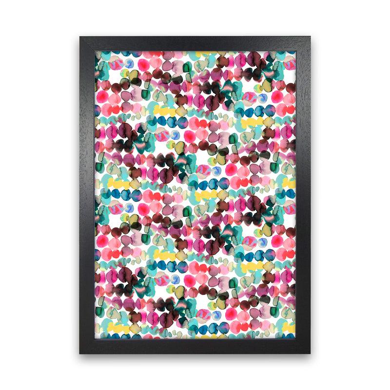 Ink Bleeding Dots Pink Abstract Art Print by Ninola Design Black Grain