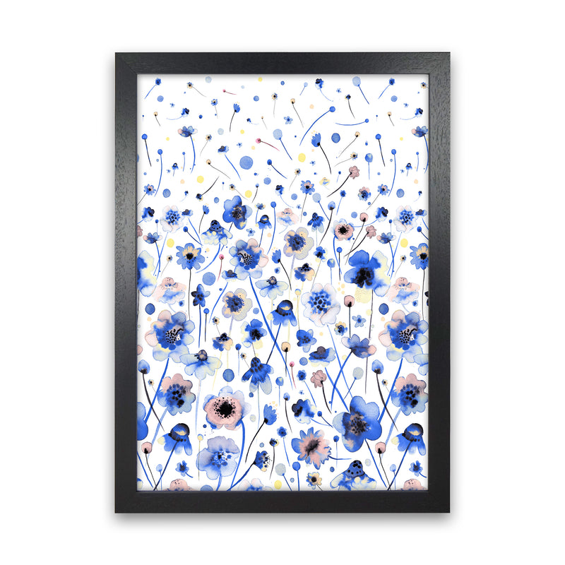 Ink Flowers Degraded Abstract Art Print by Ninola Design Black Grain